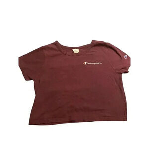 Champion Women's Crop Top M Burgundy Short Sleeve Casual Tee